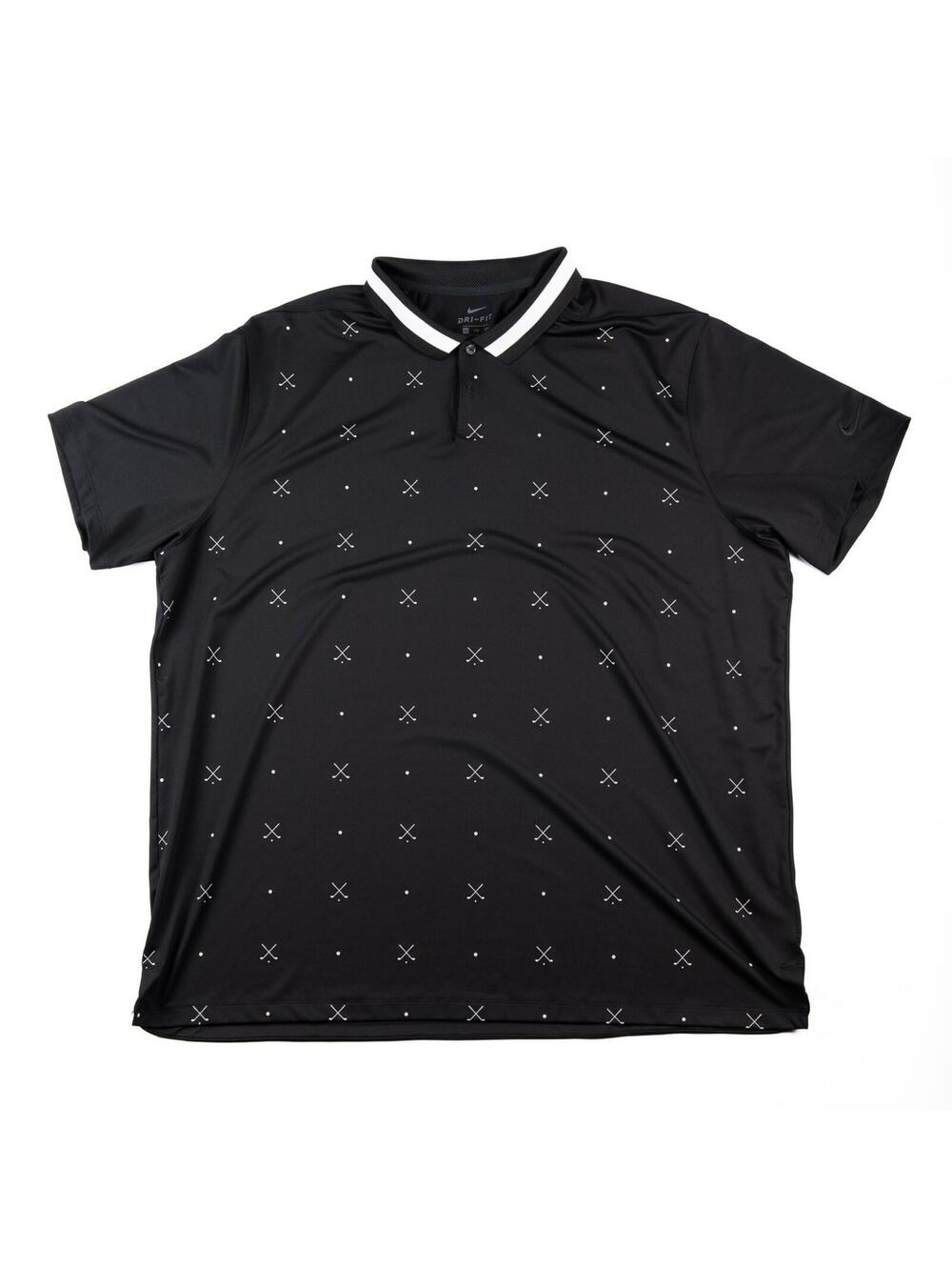 Nike Dri-FIT Golf Polo Shirt Black XXL Mens All Over Print Clubs